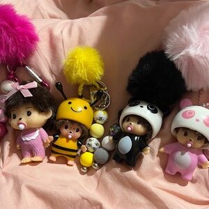 Adorable Monchichi Panda Keychain.